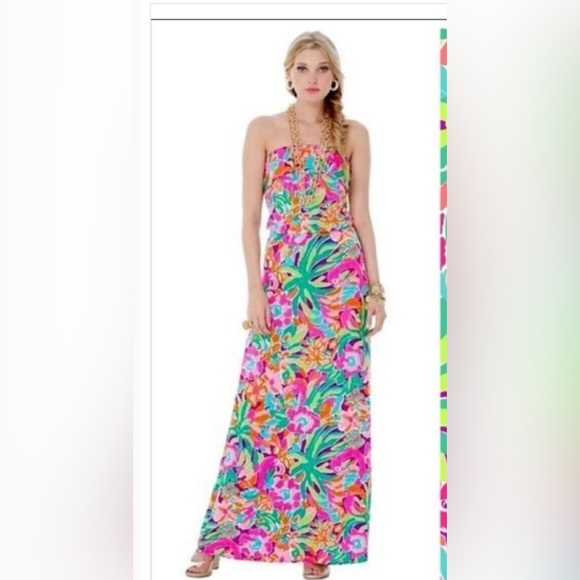 Lilly Pulitzer LuLu Print Strapless Tropical Dress Size XL - Picture 1 of 3